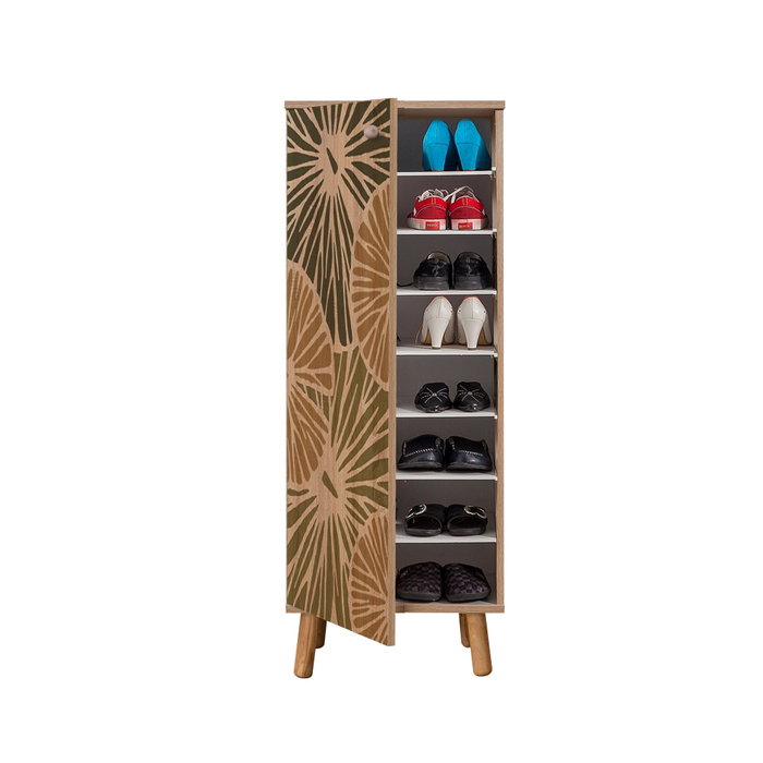 Hanah Home S 929 Zapatero de Aglomerado Melamina 50x135x38cm con Patas y Tiradores de Madera Maciza